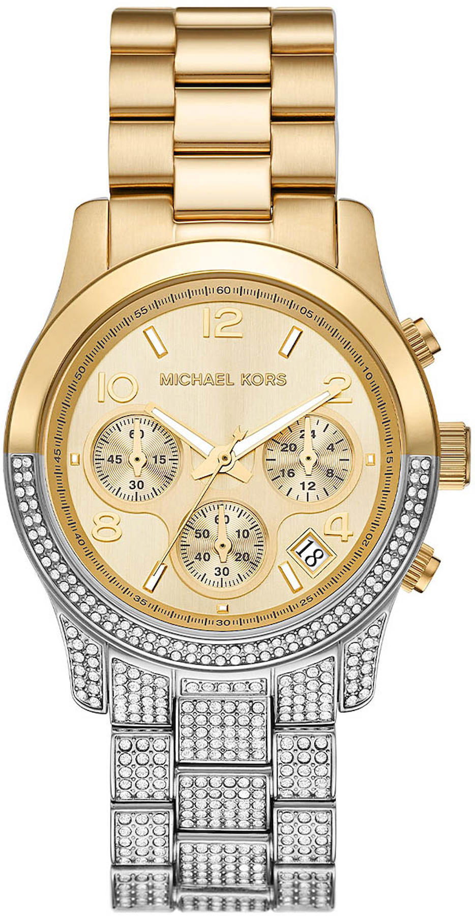 Michael Kors MK7329 Takvimli 38 mm Altın-Gri Çelik Kordon Analog Kadın Kol Saati