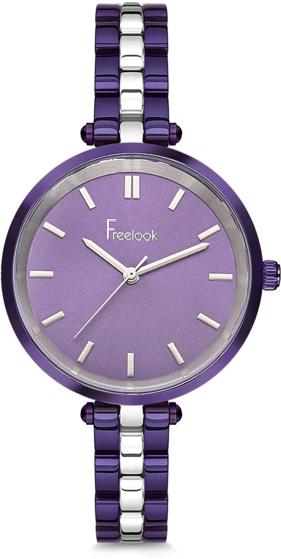 Freelook F.8.1053.03 38 mm Gri - Mor Çelik Kordon Analog Kadın Kol Saati