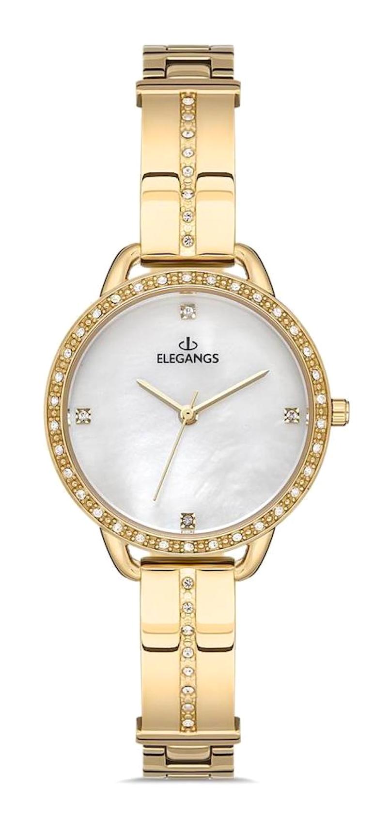 Elegangs EL2446.2 30 mm Altın Çelik Kordon Analog Kadın Kol Saati