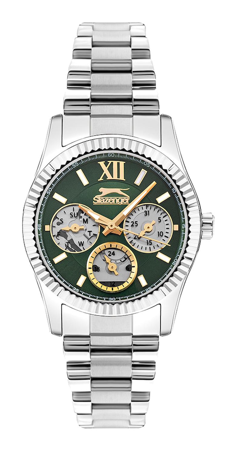 Slazenger SL.09.2317.4.03 Takvimli 34 mm Gri Çelik Kordon Analog Kadın Kol Saati