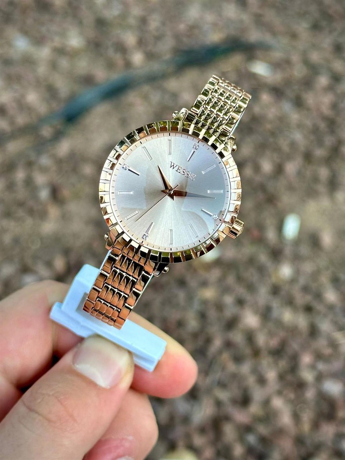 Wesse WWL110902 35 mm Altın Çelik Kordon Analog Kadın Kol Saati