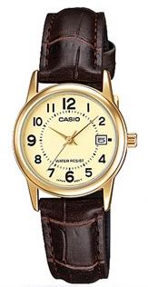 Casio LTP-V002GL-9BUDF Takvimli 25 mm Kahverengi Deri Kordon Analog Kadın Kol Saati