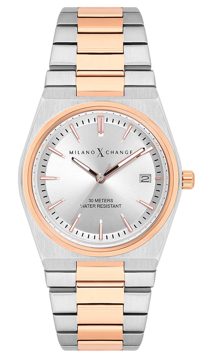 Milano X Change MXL5119 Takvimli 34 mm Gri-Rose Gold Çelik Kordon Analog Kadın Kol Saati