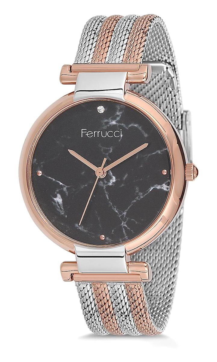 Ferrucci FC.12750H.05 36 mm Gri-Rose Gold Çelik-Hasır Kordon Analog Kadın Kol Saati
