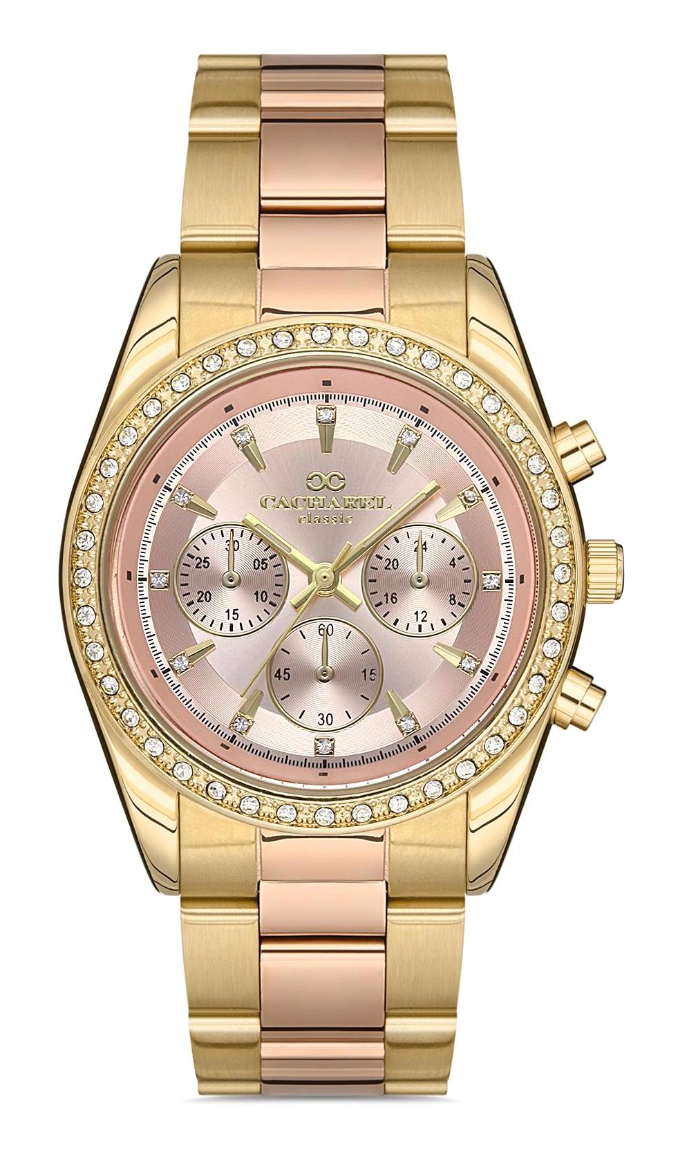 Cacharel Classic 36 mm Altın-Gri Çelik Kordon Analog Kadın Kol Saati