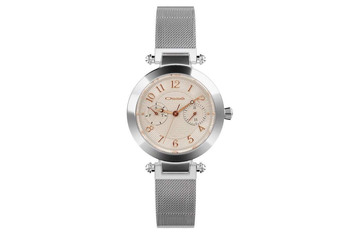 Osse 7078FB Takvimli 40 mm Gri Çelik Kordon Analog Kadın Kol Saati