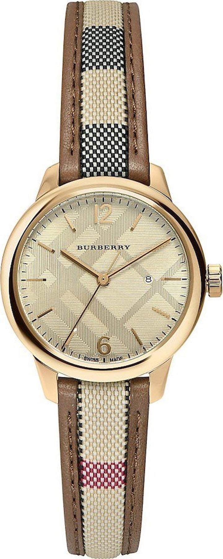 Burberry BU10114 Takvimli 32 mm Çok Renkli Deri Kordon Dijital Kadın Kol Saati