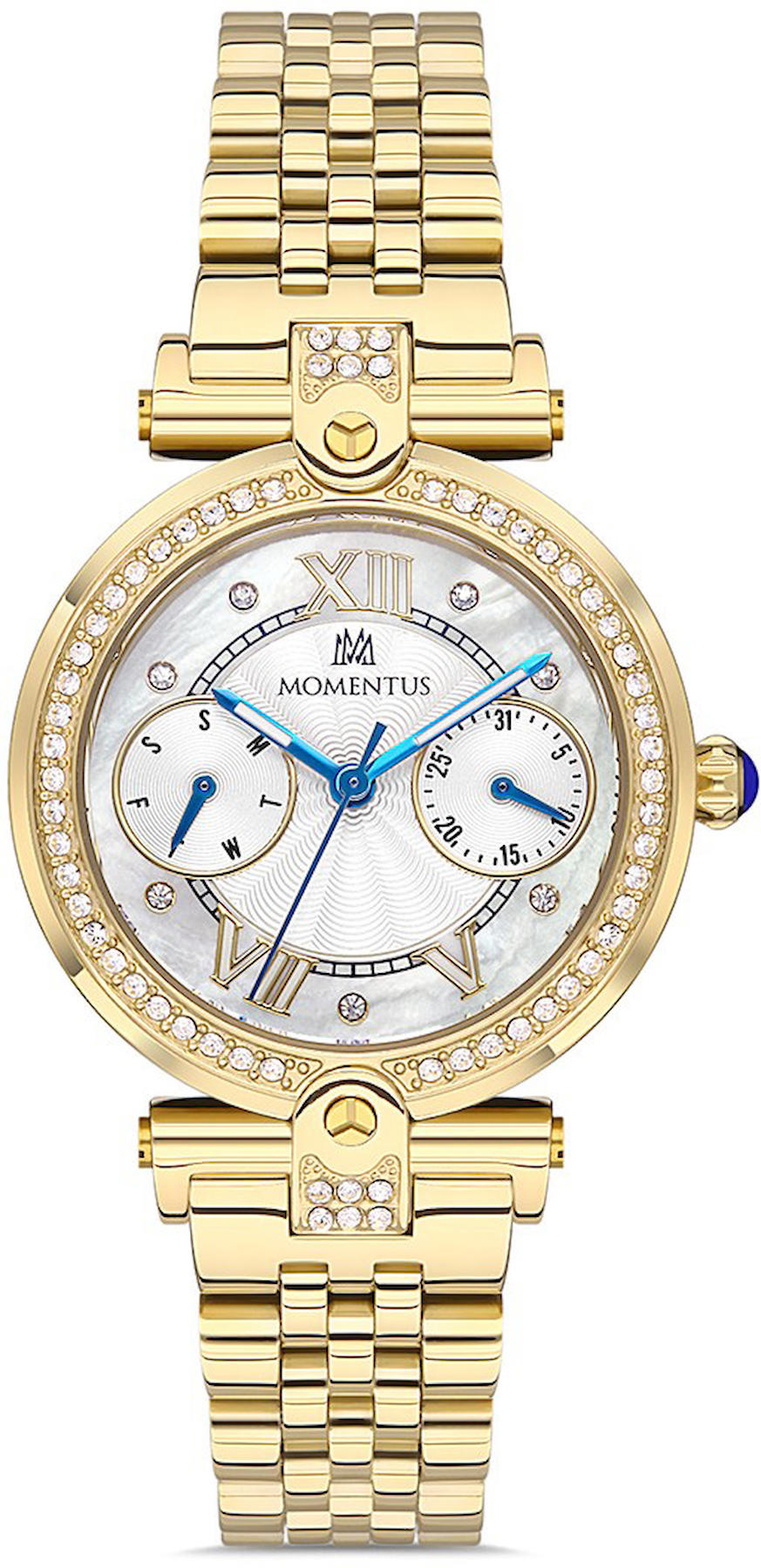 Momentus SS246G-02SG Takvimli 32 mm Altın Çelik Kordon Analog Kadın Kol Saati