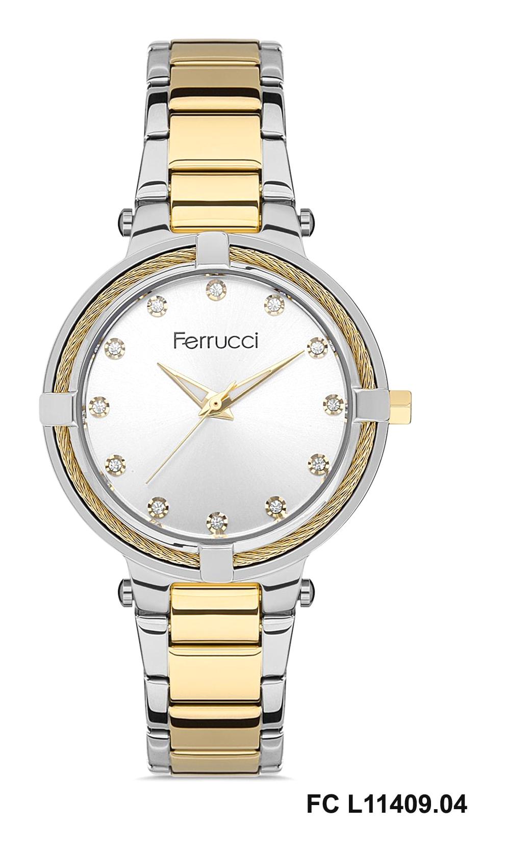 Ferrucci FRC.FT.1.217 35 mm Altın-Gri Çelik Kordon Analog Kadın Kol Saati