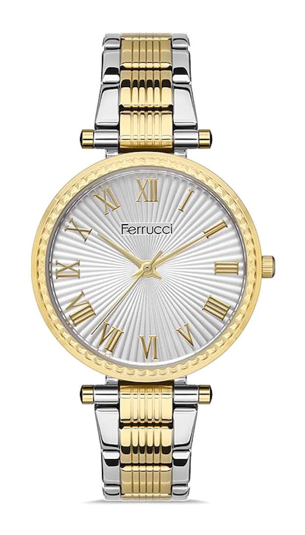 Ferrucci FFQ111614.A44 35 mm Altın-Gri Metal Kordon Analog Kadın Kol Saati