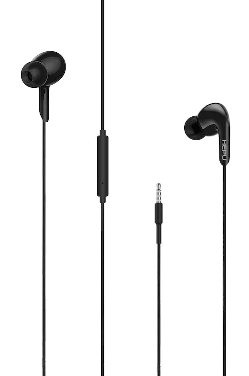 Hepu HP342 Silikonlu Mikrofonlu 3.5 mm Jak Kablolu Kulaklık Siyah