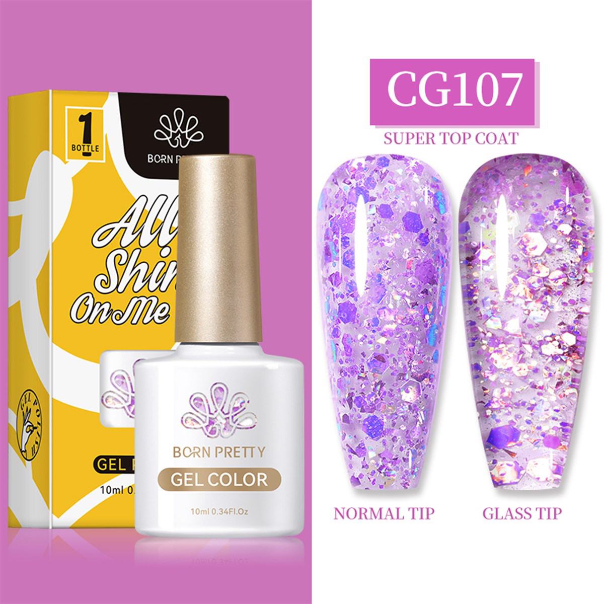 Born Pretty Silky White Serisi CG107 Mor Işıltılı Kalıcı Simli Oje