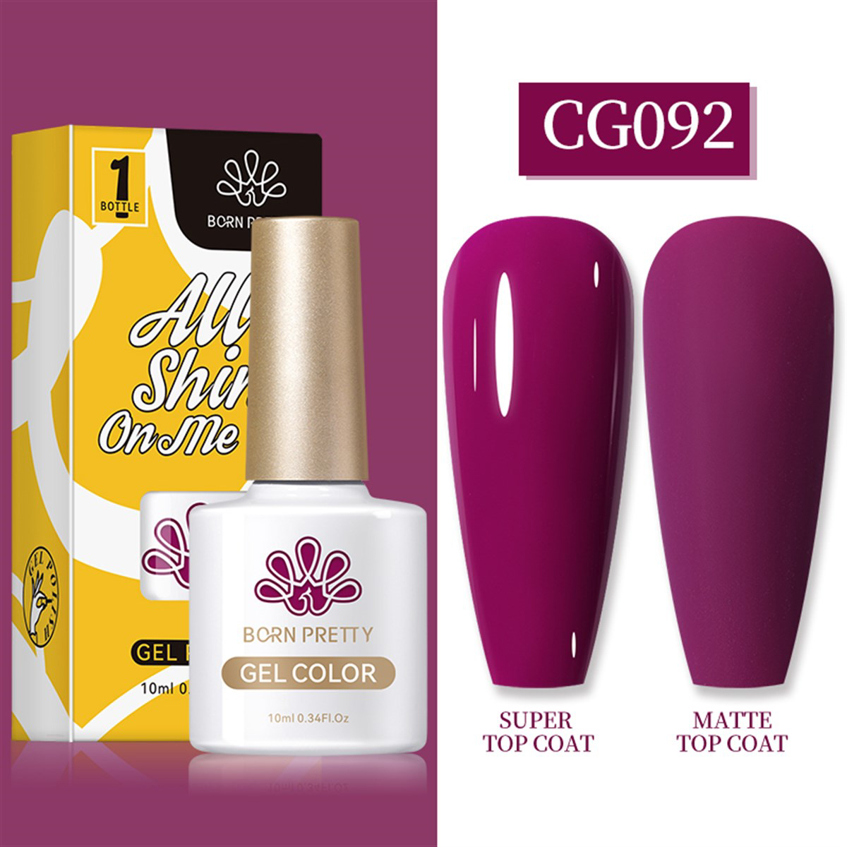 Born Pretty Silky White Serisi CG092 Mor Mat Kalıcı Oje
