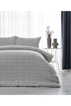 Doqu Home Multi Selection Gloria Pamuk 160x220 cm Lastikli Çarşaflı Çizgi Tek Kişilik Nevresim Takımı Gri