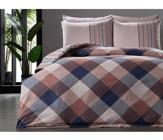 Doqu Home Kreo Pamuk 160x220 cm Lastikli Çarşaflı Kreo Tek Kişilik Nevresim Takımı Kahverengi