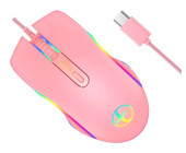 Hemobllo RGB Kablolu Pembe Optik Gaming Mouse