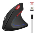 Jingyi RGB Ergonomik Dikey Makrolu Kablosuz Siyah Optik Mouse