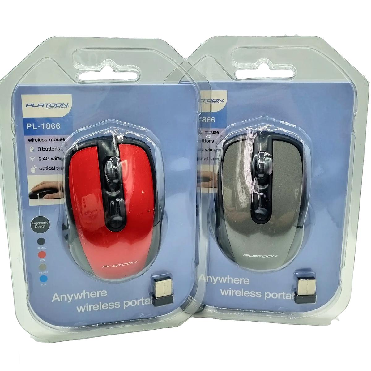 Platoon Platoon PL-1866 Kablosuz Kırmızı - Gri Optik Mouse
