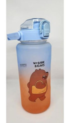 Taros Quokka Ayı Pipetli Turuncu-Mavi Tritan Okul Çocuk Suluk 800 ml