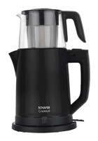 Schafer Çay Keyfi Cam Demlikli 1800 W Plastik Gövdeli Siyah Vintage Çay Makinesi
