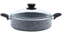 Nice Home Art Stonelife Cam Kapaklı Granit 26 cm Karnıyarık Tencere Gri