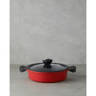 English Home Prime Red Love Cam Kapaklı Döküm 26 cm Basık Tencere