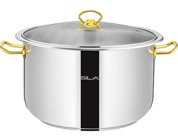 Sıla Gold Cam Kapaklı Çelik 22 cm Derin Tencere