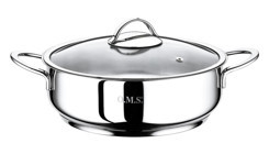 Oms Collection 2038SL İndüksiyon Cam Kapaklı Paslanmaz Çelik 24 cm Basık Tencere
