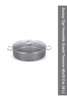 Viyalente Endüstriyel Cam Kapaklı Granit 40x15 cm Basık Tencere