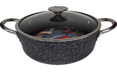 Oms Collection İndüksiyon Cam Kapaklı Granit 28 cm Karnıyarık Tencere