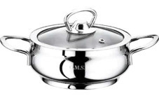 Oms Collection Mini Küre 2009 Cam Kapaklı Paslanmaz Çelik 16 cm Basık Tencere