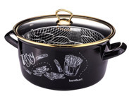 Bambum Darky Tasty Cam Kapaklı Granit 22 cm Derin Tencere