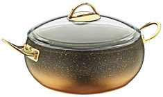 Oms Collection 3141 Cam Kapaklı Granit 26 cm Derin Tencere