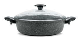 Thermoad Love Cam Kapaklı Granit 28 cm Karnıyarık Tencere