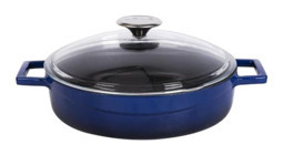 Lava Glaze Döküm 28 cm Basık Tencere Mavi