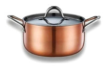 Brioni Copperfield CPF129 İndüksiyon Cam Kapaklı Paslanmaz Çelik 18 cm Derin Tencere