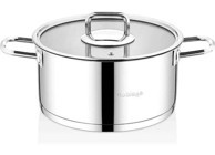 Nice Home Art Solid Cam Kapaklı Çelik 24 cm Derin Tencere