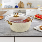 Evren Ezme Seri Cam Kapaklı Granit 32 cm Derin Tencere