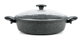 Thermoad Love Cam Kapaklı Granit 32 cm Karnıyarık Tencere
