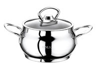 Oms Collection Mini Küre Cam Kapaklı Çelik 14 cm Derin Tencere