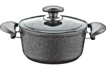 Oms Collection GR100 Cam Kapaklı Granit 20 cm Derin Tencere