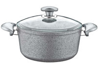 Acar OMS 3110 Cam Kapaklı Granit 24 cm Derin Tencere