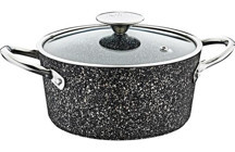 Oms Collection 3116 Cam Kapaklı Granit 28 cm Derin Tencere