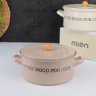 Mien Emaye 22 cm Basık Tencere Krem