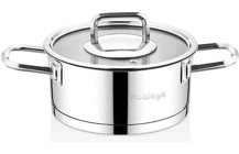 Nice Home Art Solid Cam Kapaklı Çelik 18 cm Derin Tencere