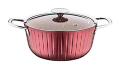 Oms Collection 3118 Cam Kapaklı Granit 24 cm Derin Tencere