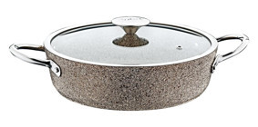 Oms Collection Bio 3316 İndüksiyon Cam Kapaklı Granit 24 cm Karnıyarık Tencere