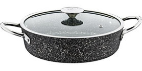 Oms Collection 3316 Cam Kapaklı Granit 30 cm Karnıyarık Tencere