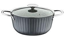 Oms Collection Colonna 3318 Cam Kapaklı Granit 24 cm Derin Tencere Antrasit