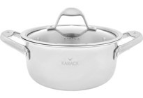 Karaca 3Ply PowerSteel 316+ Cam Kapaklı Çelik 20 cm Derin Tencere Beyaz